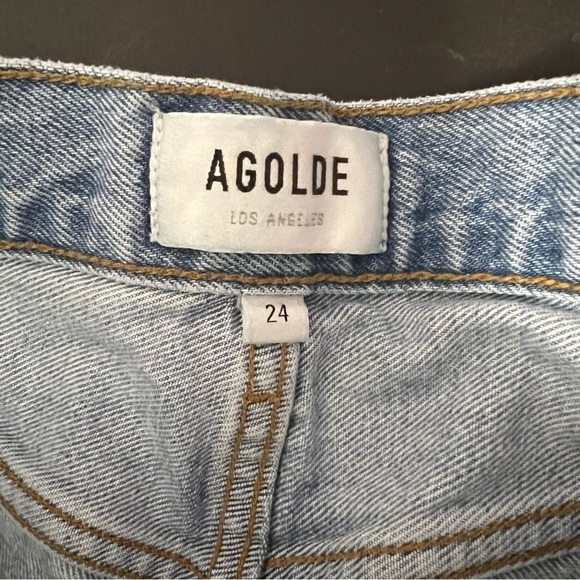 Agolde Jeans Womens 24 90s Straight Distressed High Rise Button Fly D - Picture 9 of 11